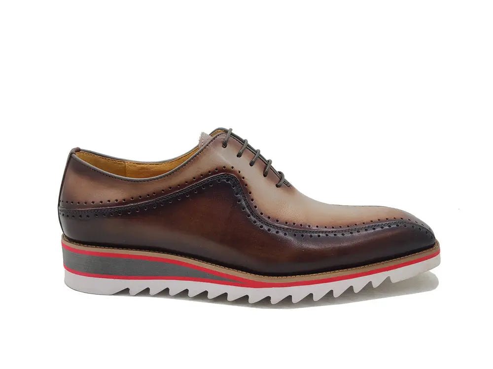 Carrucci Shoes Two Tone Hand Burnished Brogue Oxford Calfskin KS55005T