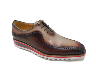 Carrucci Shoes Two Tone Hand Burnished Brogue Oxford Calfskin KS55005T