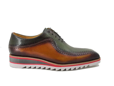 Carrucci Shoes Two Tone Hand Burnished Brogue Oxford Calfskin KS55005T