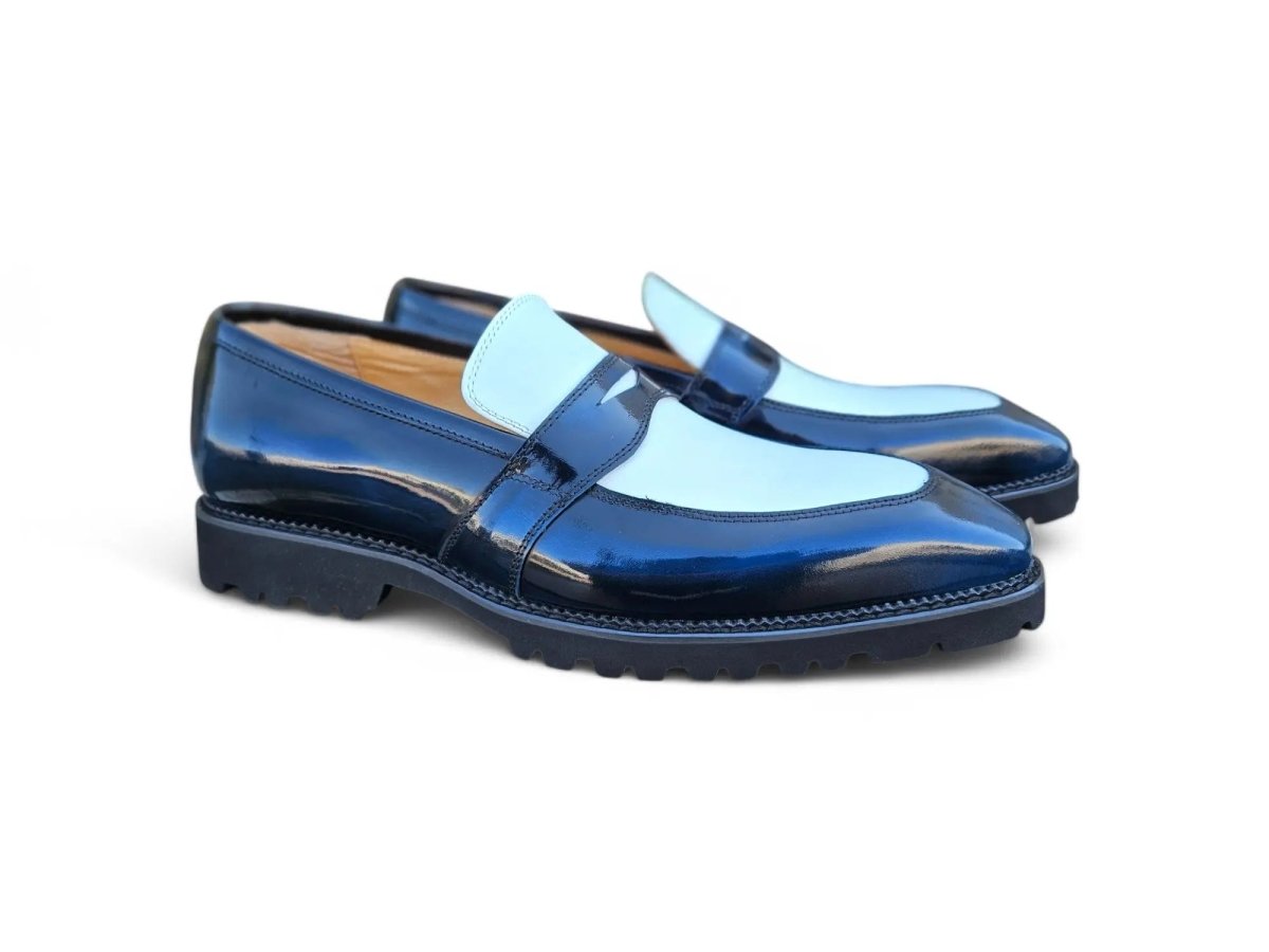 Carrucci Shoes Two Tone Patent Leather Penny Loafer Leather KS480102PT