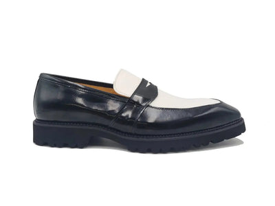 Carrucci Shoes Two Tone Patent Leather Penny Loafer Leather KS480102PT