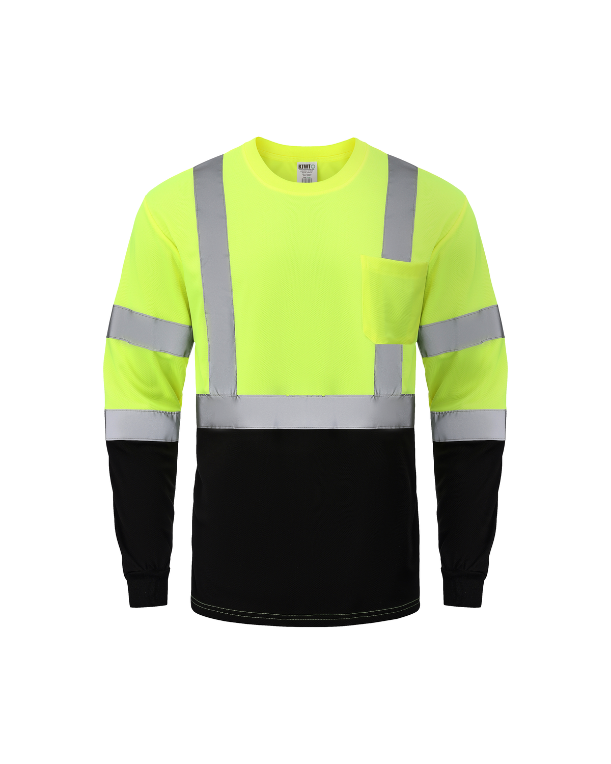 Kiwi High Visibility ANSI/ISEA 107-2020, Type R, Class 3 Two Tone Neon Long Sleeve Safety Shirt [73100]