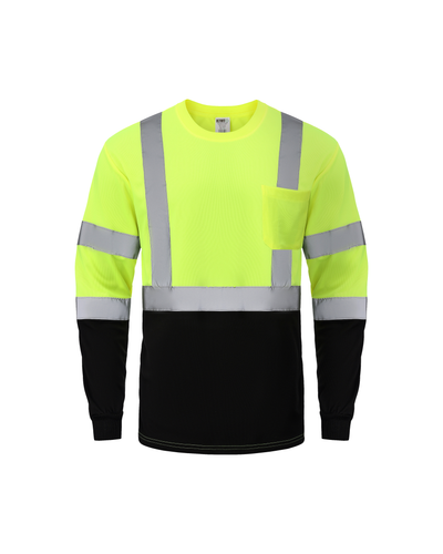Kiwi High Visibility ANSI/ISEA 107-2020, Type R, Class 3 Two Tone Neon Long Sleeve Safety Shirt [73100]