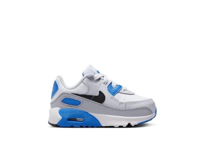 Nike Air Max 90 LTR Toddlers' (TD) Sneakers — White/Photo Blue/Pure Platinum/Black Leather Low-Top