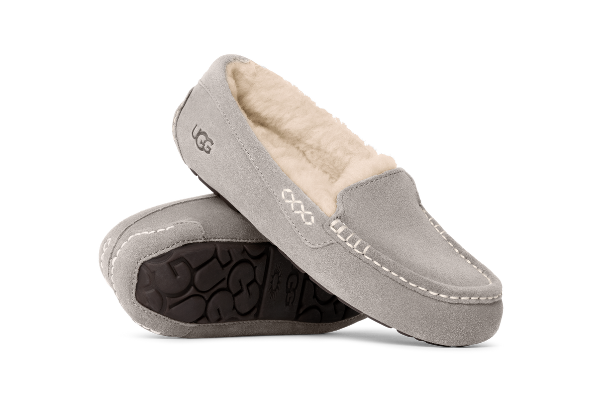 UGG Ansley Womens Slippers — Light Grey Suede