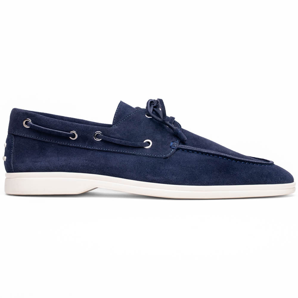 Zelli Italia Men's 16-675-NVY VENICE Italian Sueded Goatskin Boat Shoes, Navy