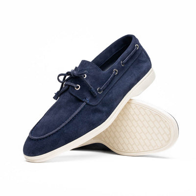 Zelli Italia Men's 16-675-NVY VENICE Italian Sueded Goatskin Boat Shoes, Navy