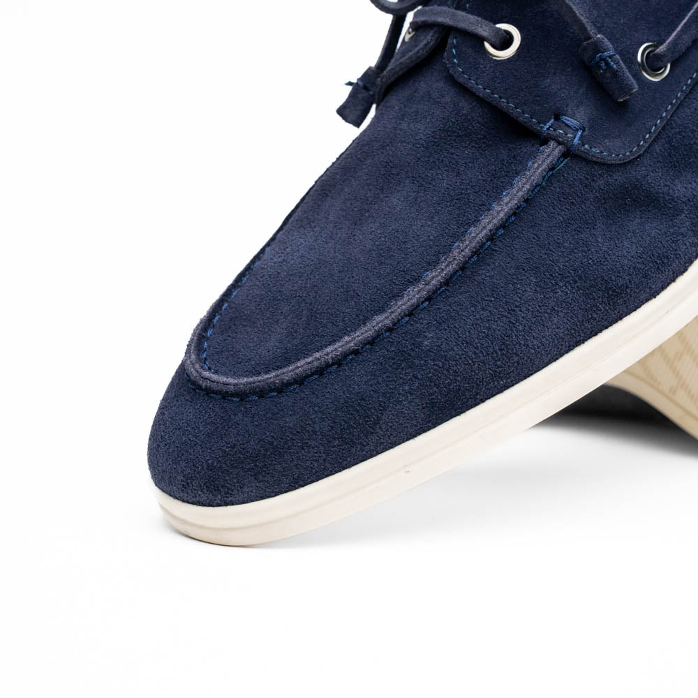 Zelli Italia Men's 16-675-NVY VENICE Italian Sueded Goatskin Boat Shoes, Navy