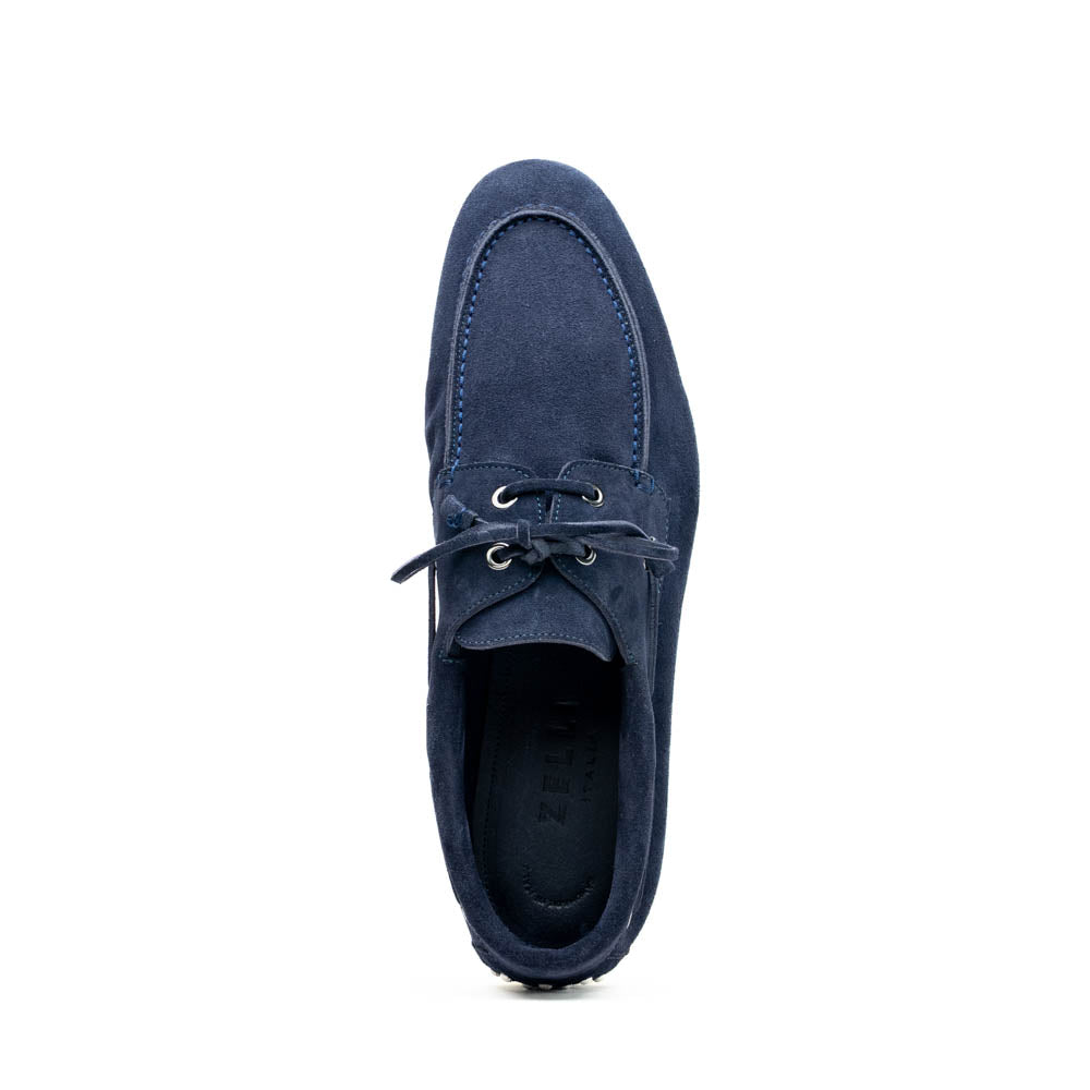 Zelli Italia Men's 16-675-NVY VENICE Italian Sueded Goatskin Boat Shoes, Navy