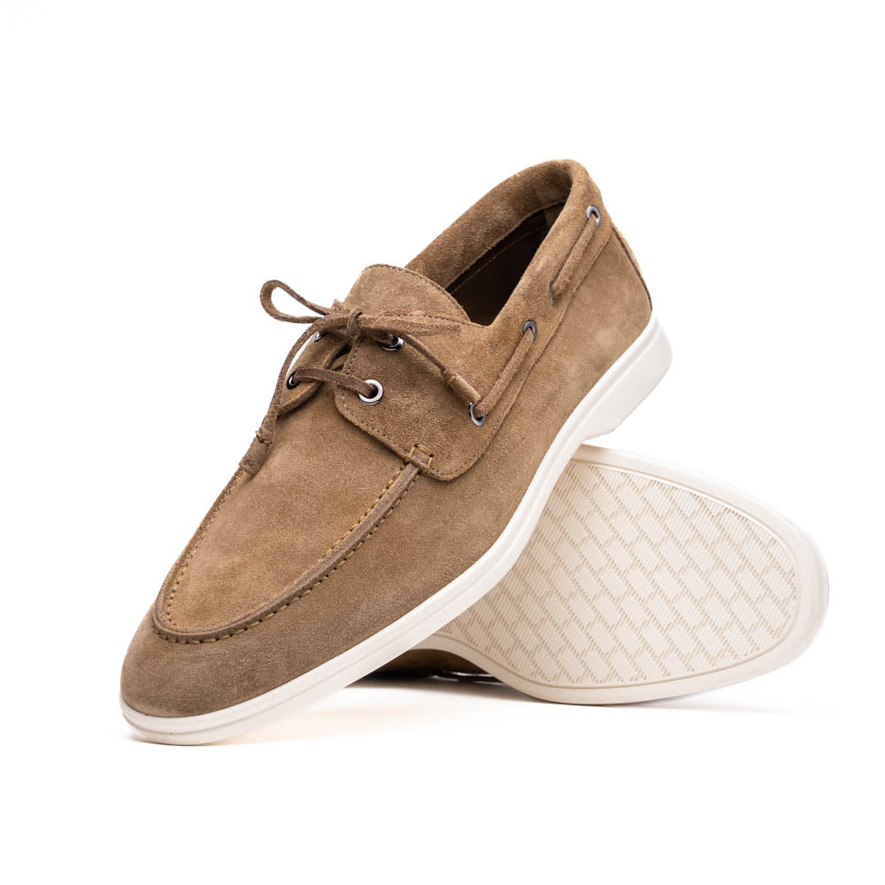 Zelli Italia Men's 16-675-TPE VENICE Italian Sueded Goatskin Boat Shoes, Taupe