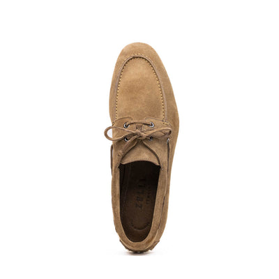 Zelli Italia Men's 16-675-TPE VENICE Italian Sueded Goatskin Boat Shoes, Taupe