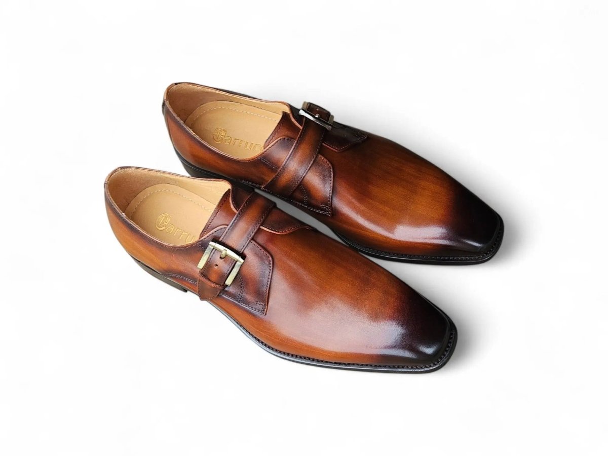 Carrucci Shoes Versatile Fashion Single Monk Strap Loafer Calf Leather KS50912