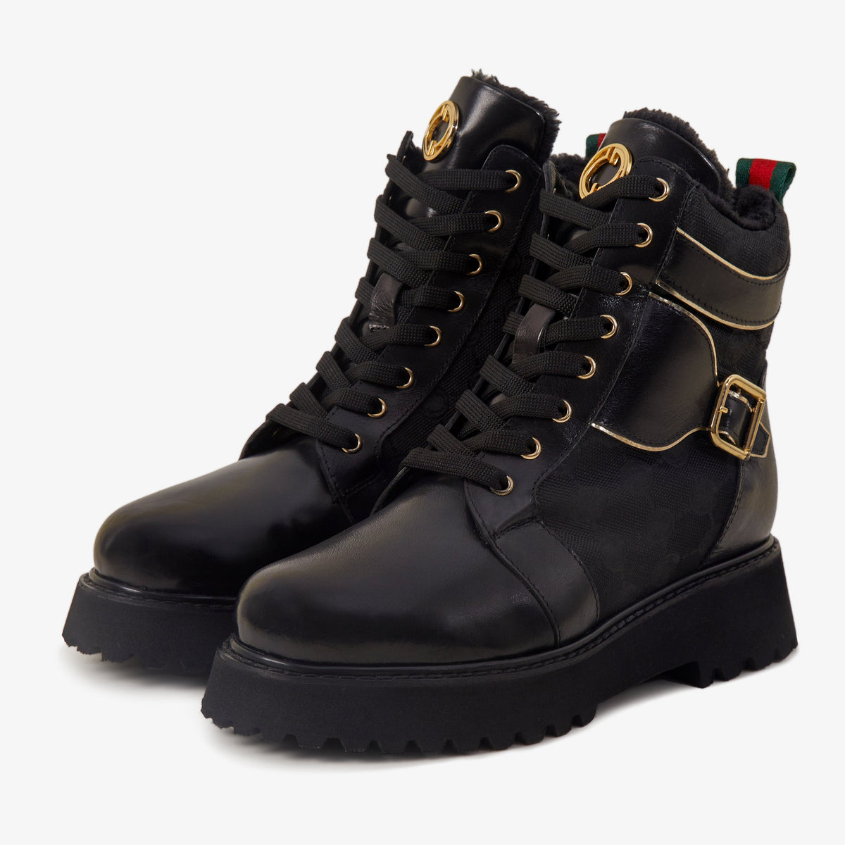 Vinci Leather The Boston Black Leather Lace-Up Ankle Women Boot With a Side Zipper – product view 4