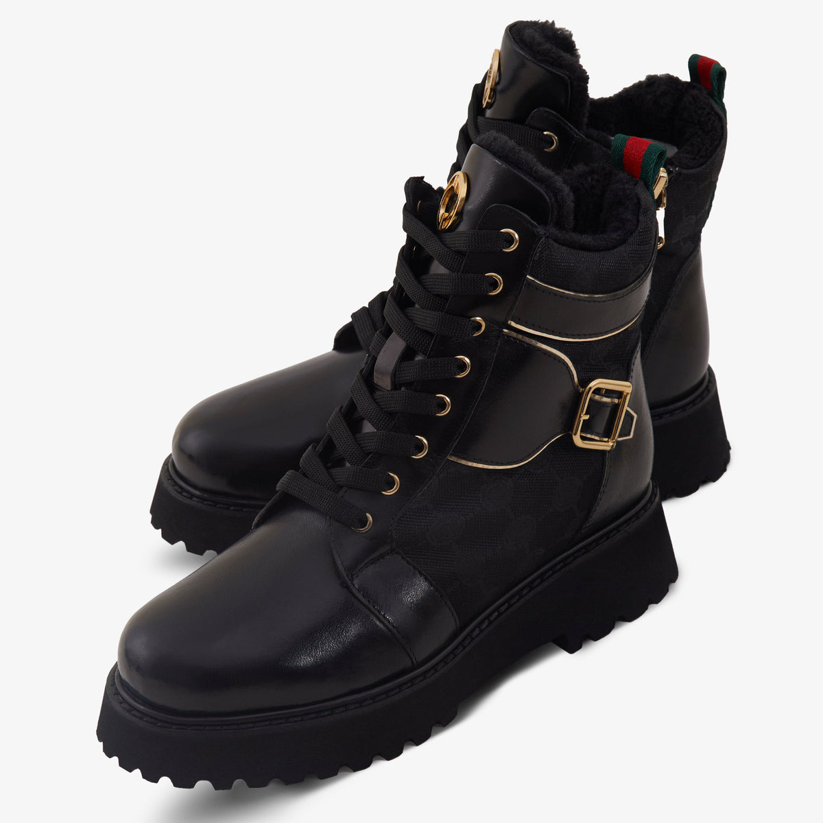 Vinci Leather The Boston Black Leather Lace-Up Ankle Women Boot With a Side Zipper – product view 5