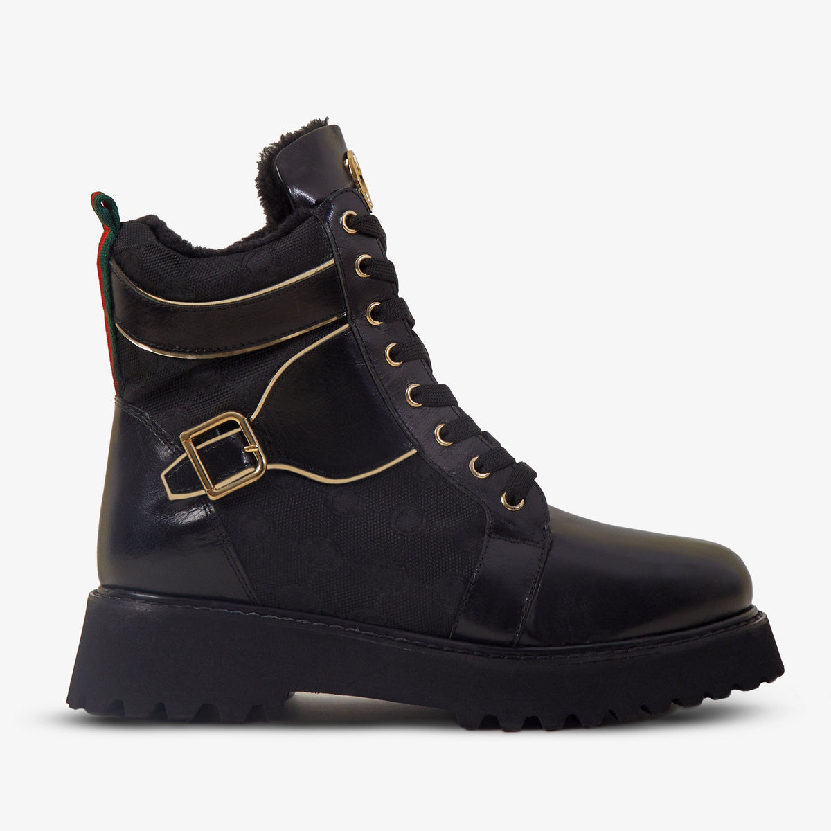 Vinci Leather The Boston Black Leather Lace-Up Ankle Women Boot With a Side Zipper – product view 1