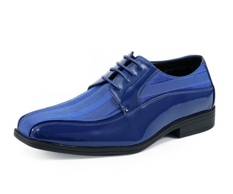 Viotti 179 Men's Royal Blue Patent Leather Derby Shoes