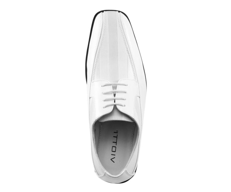Viotti 179 White Men’s Patent Leather Derby Shoes