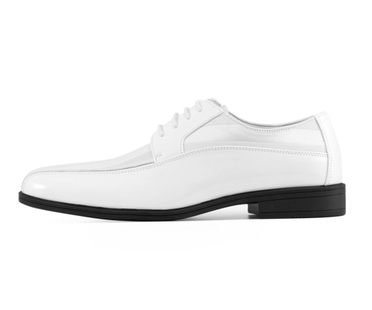 Viotti 179 White Men’s Patent Leather Derby Shoes