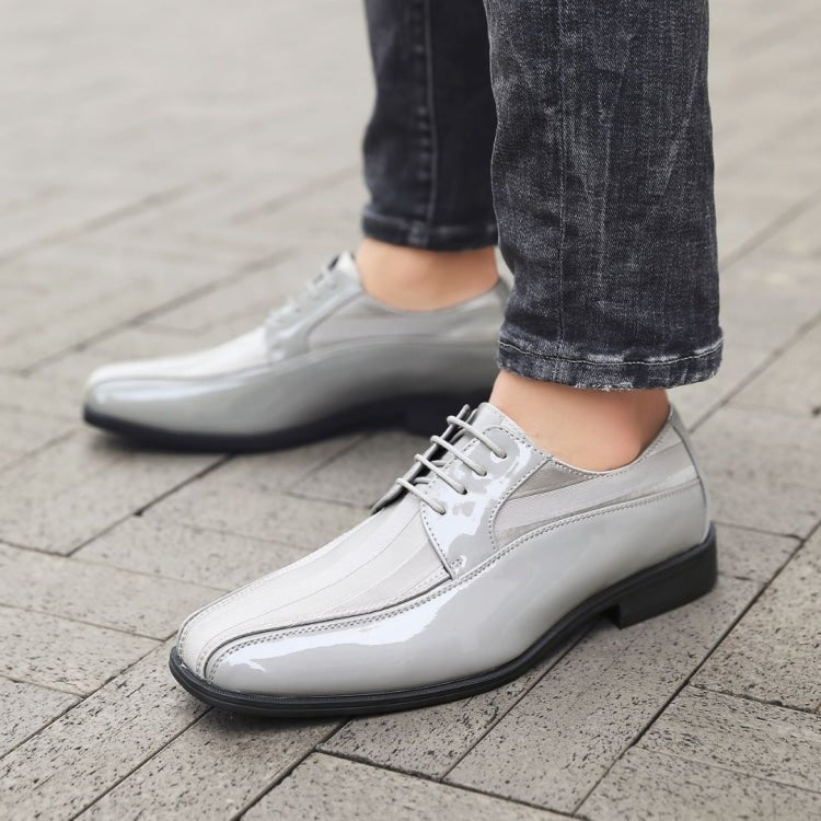 Viotti American Brand 179 Grey Men’s Patent Leather Derby Shoes