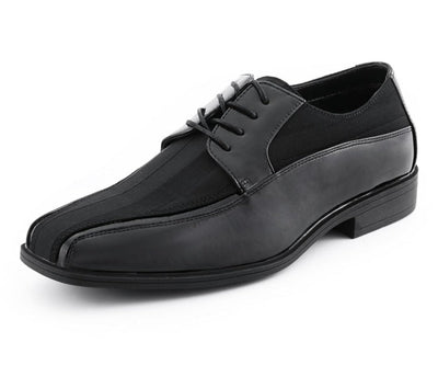 Viotti Dapper Black Derby Shoes With Satin Flair Men’s Patent Leather