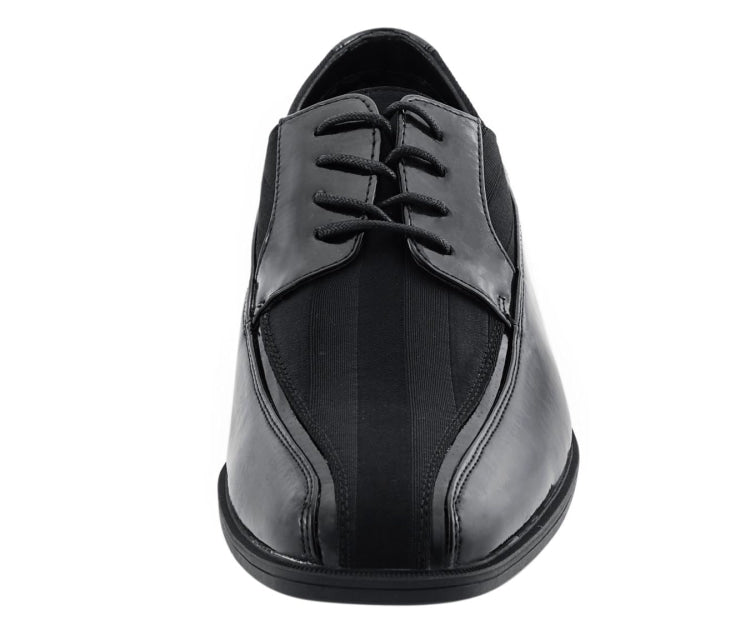 Viotti Dapper Black Derby Shoes With Satin Flair Men’s Patent Leather