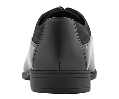Viotti Dapper Black Derby Shoes With Satin Flair Men’s Patent Leather