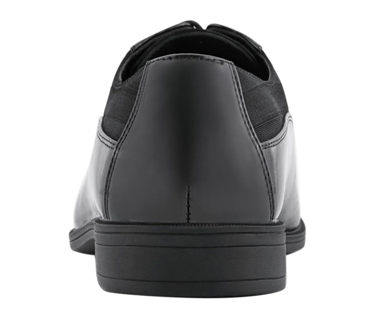Viotti Dapper Black Derby Shoes With Satin Flair Men’s Patent Leather