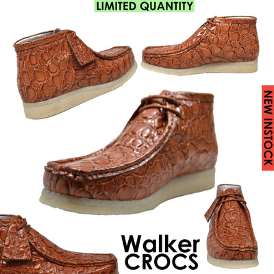 British Walkers Walker Men's Limited Edition Croc Leather Casual Shoes with Crepe Sole view 3