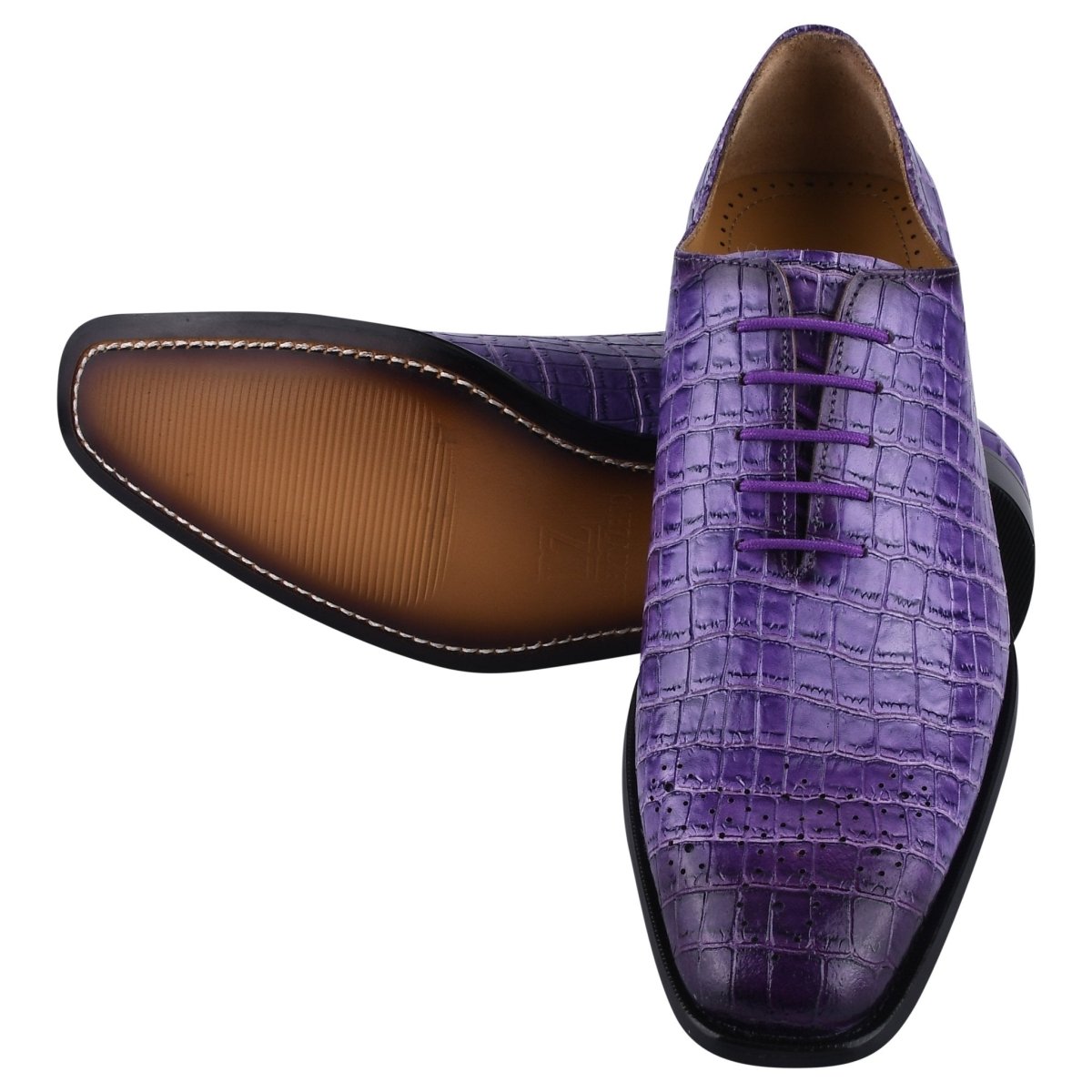 Liberty Zeno Walter Small Croco Leather Lace up Oxford Dress shoes