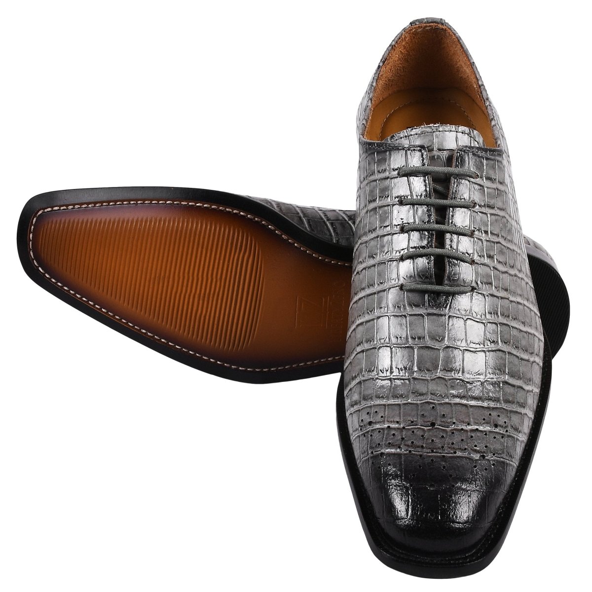 Liberty Zeno Walter Small Croco Leather Lace up Oxford Dress shoes