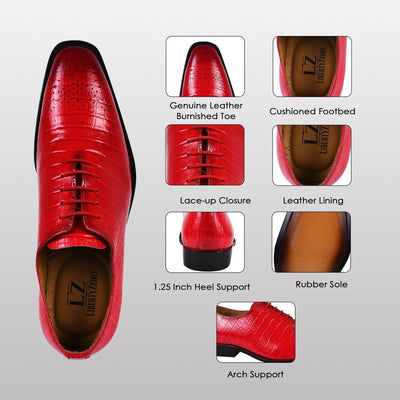 Liberty Zeno Walter Small Croco Leather Lace up Oxford Dress shoes