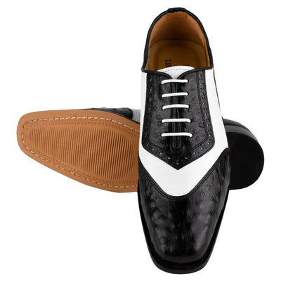 Liberty Zeno William Genuine Leather Two Tonned LizardOstrich Print Oxford Shoes