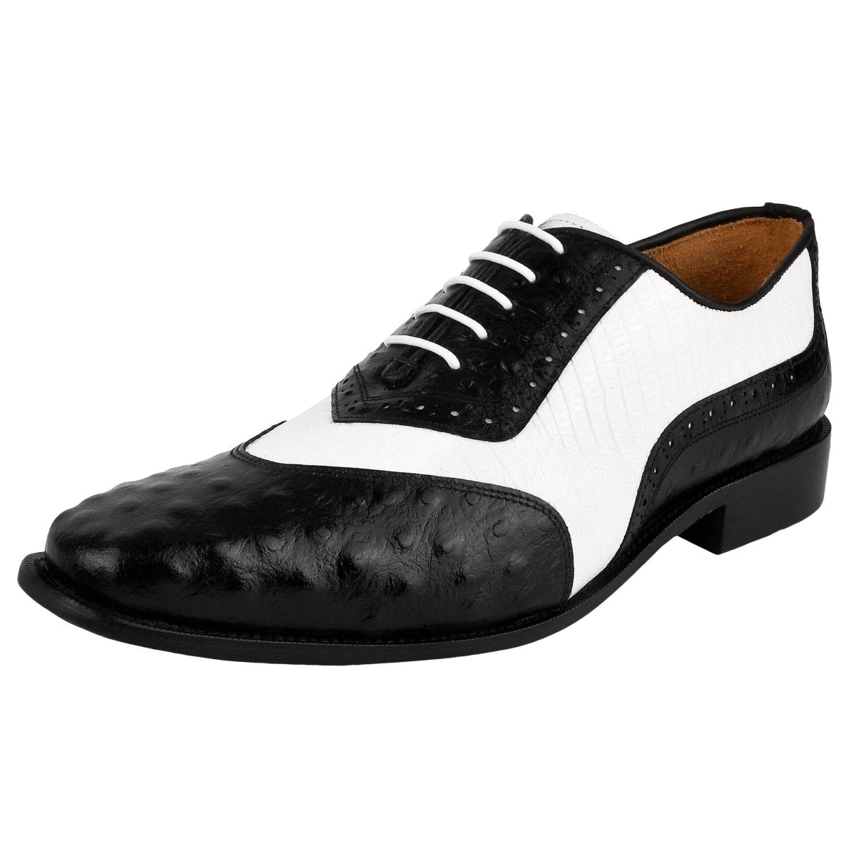 Liberty Zeno William Genuine Leather Two Tonned LizardOstrich Print Oxford Shoes