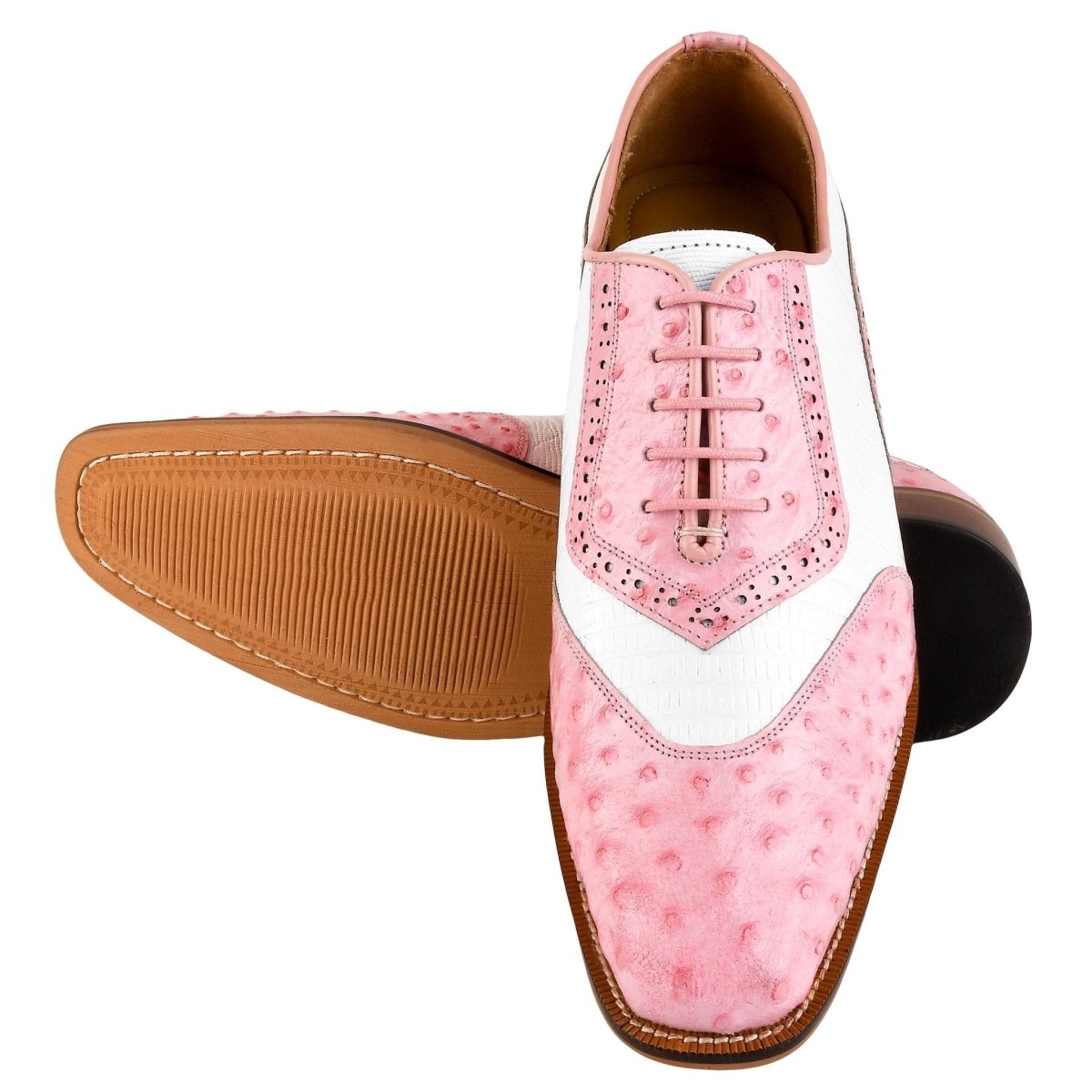 Liberty Zeno William Genuine Leather Two Tonned LizardOstrich Print Oxford Shoes