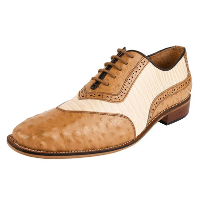 Liberty Zeno William Genuine Leather Two Tonned LizardOstrich Print Oxford Shoes