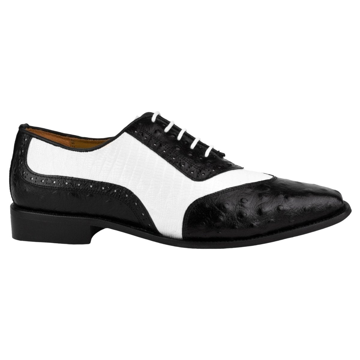 Liberty Zeno William Genuine Leather Two Tonned LizardOstrich Print Oxford Shoes