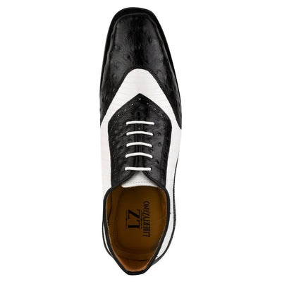 Liberty Zeno William Genuine Leather Two Tonned LizardOstrich Print Oxford Shoes