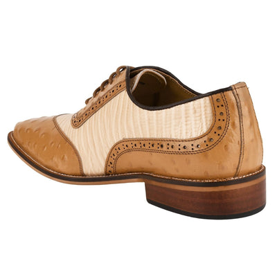 Liberty Zeno William Genuine Leather Two Tonned LizardOstrich Print Oxford Shoes