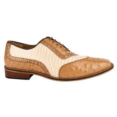 Liberty Zeno William Genuine Leather Two Tonned LizardOstrich Print Oxford Shoes