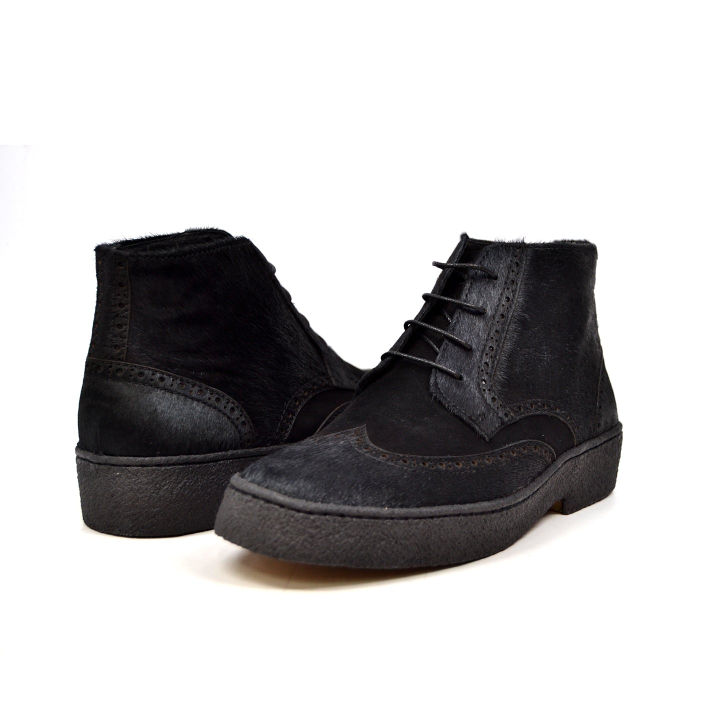 British Walkers Playboy Wingtip Men's Two Tone Black Leather and Pony Skin Shoes view 1
