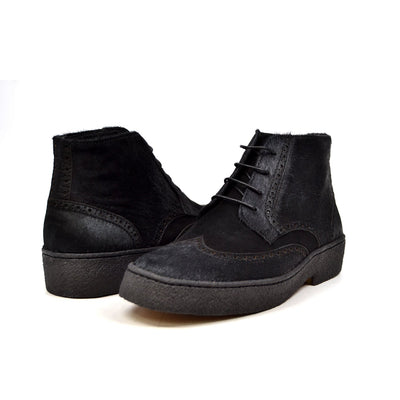 British Walkers Playboy Wingtip Men's Two Tone Black Leather and Pony Skin Shoes view 1