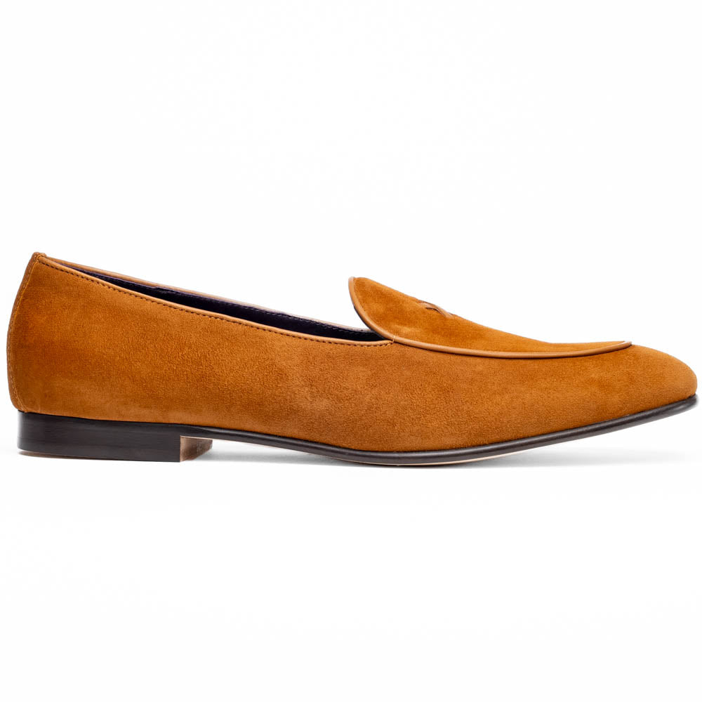 Zelli Italia Men's 16-681-CGN X Italian Sueded Goatskin Loafer, Cognac