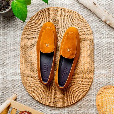 Zelli Italia Men's 16-681-CGN X Italian Sueded Goatskin Loafer, Cognac