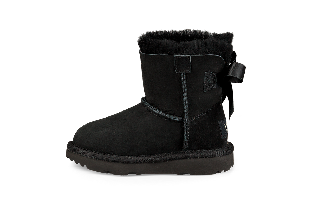 UGG Mini Bailey Bow II Toddlers' (TD) Boots — Black Sheepskin