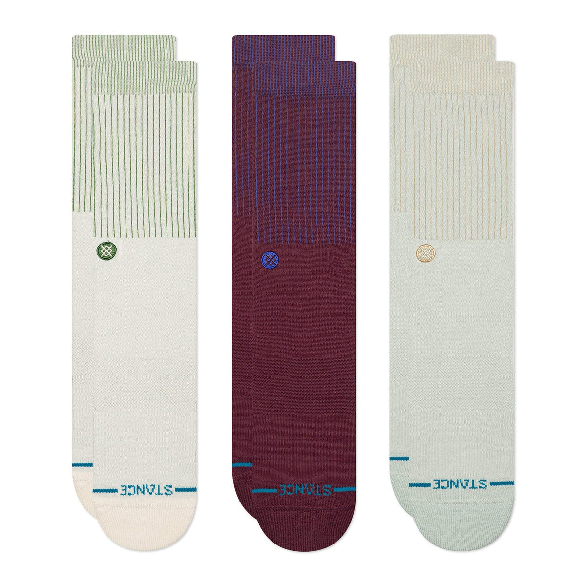 Stance Icon Pop 3-Pack Crew Socks - Canvas