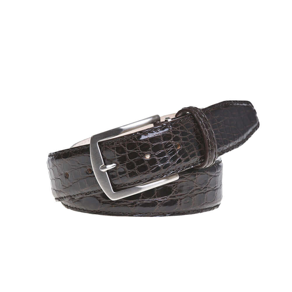 Brown Caiman Crocodile Leather Belt