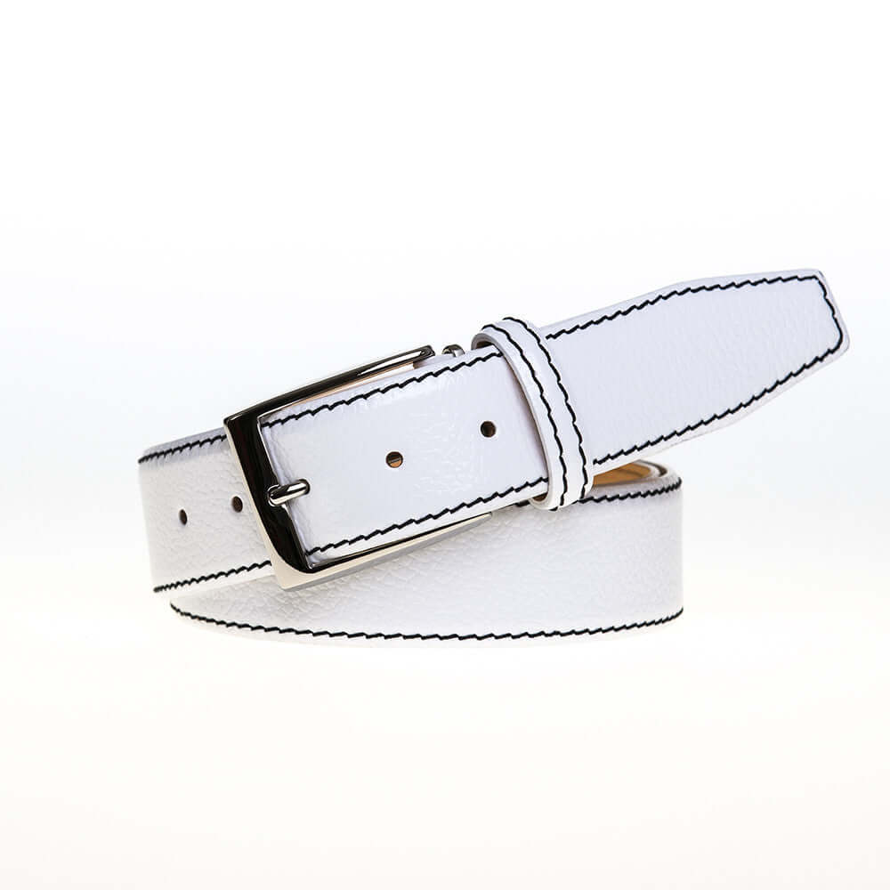 White Italian Pebble Grain Belt
