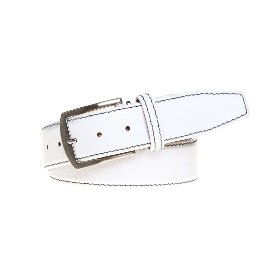 White Italian Pebble Grain Belt