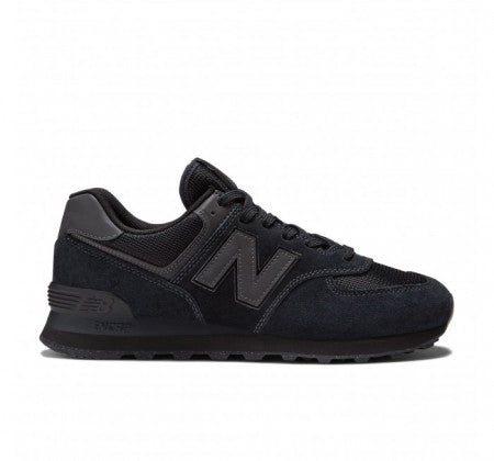 New Balance 574 Core Men's Sneakers — Black Suede Low-Top