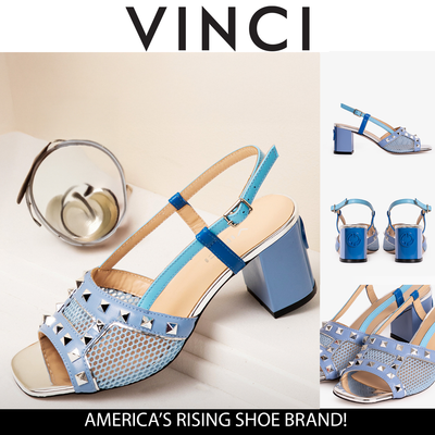 Vinci Leather The Linea Blue Leather Women Slingback Sandal – product view 5